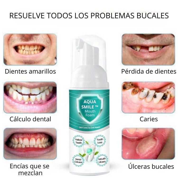 AQUA SMILE™️Combate todos los problemas bucales, no es una simple espuma blanquedora