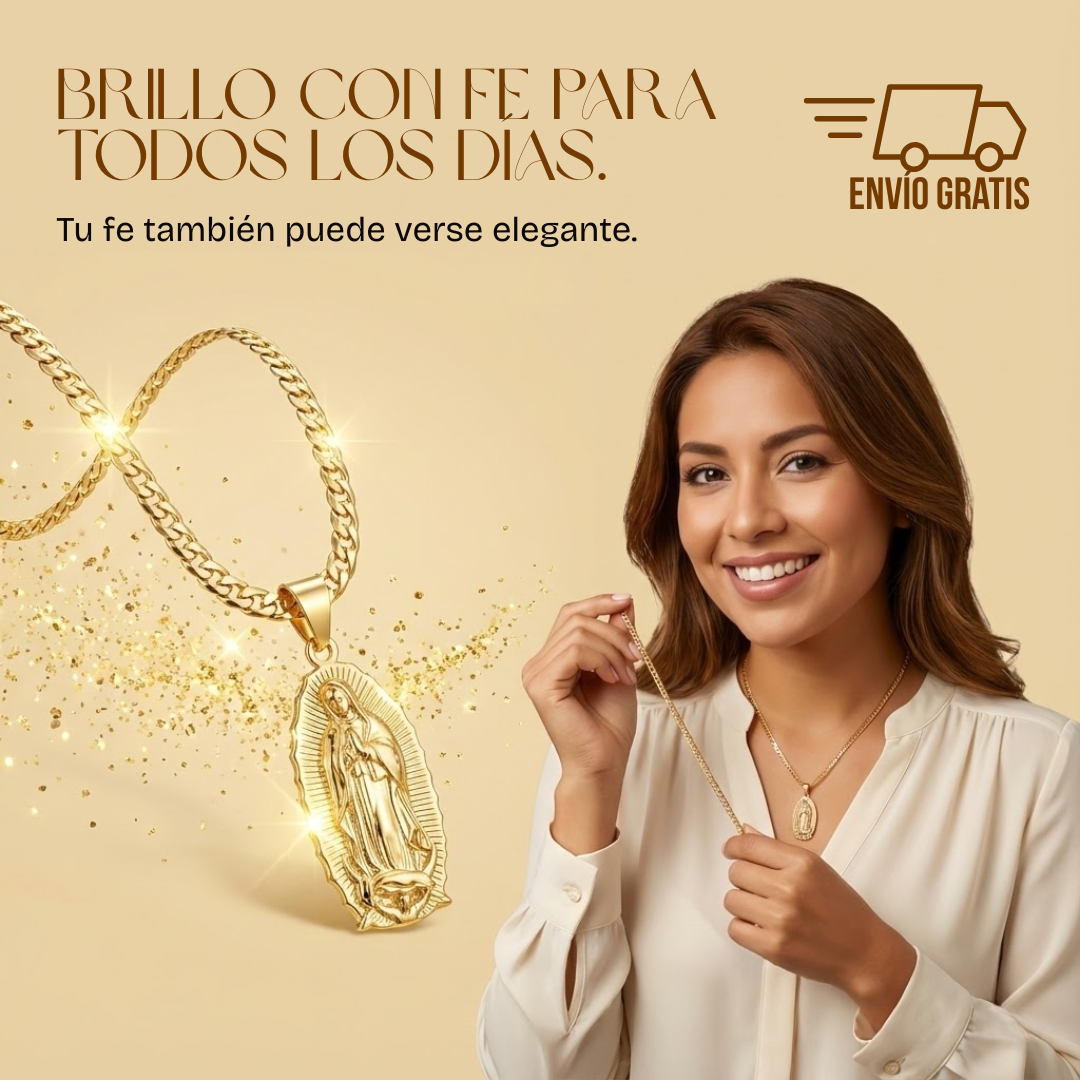Cadena tejido chino + Dije VIRGEN | Tu fe es parte de quién eres | Oro laminado 18K.