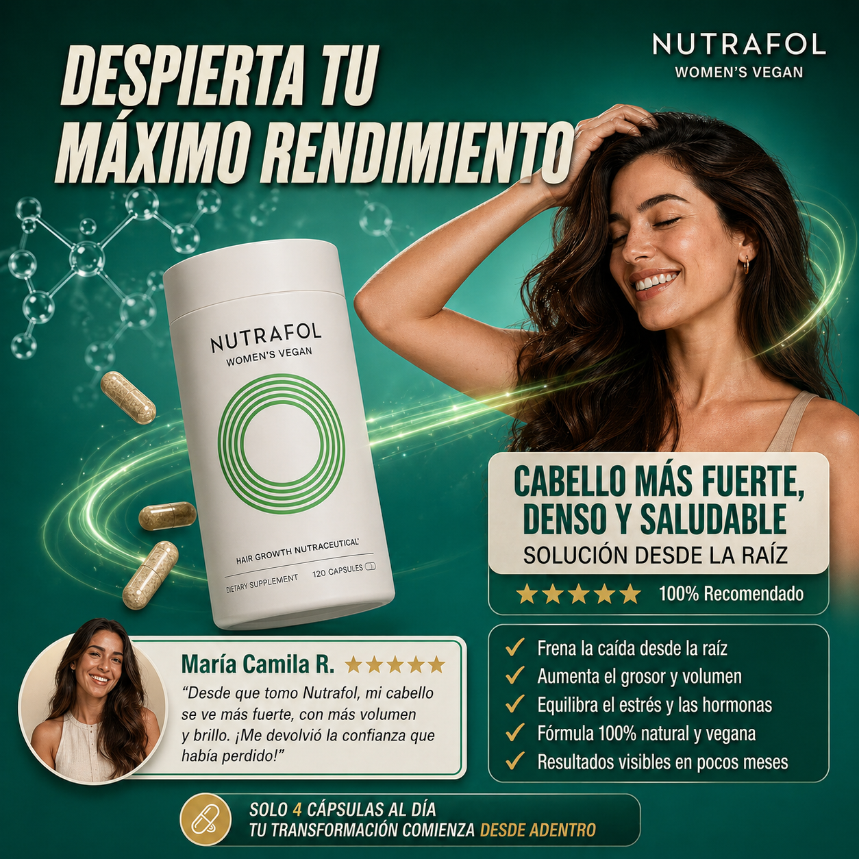 Nutrafol Women´s Vegan | Crecimiento Capilar Clínicamente Probado