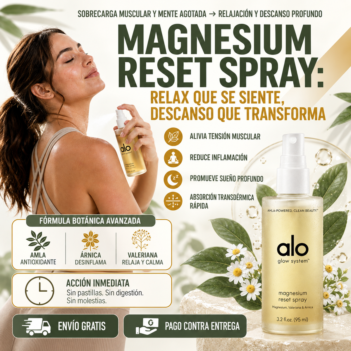 Spray Corporal de Magnesio | Magnesium Reset Spray | Alivio Muscular y Sueño Profundo