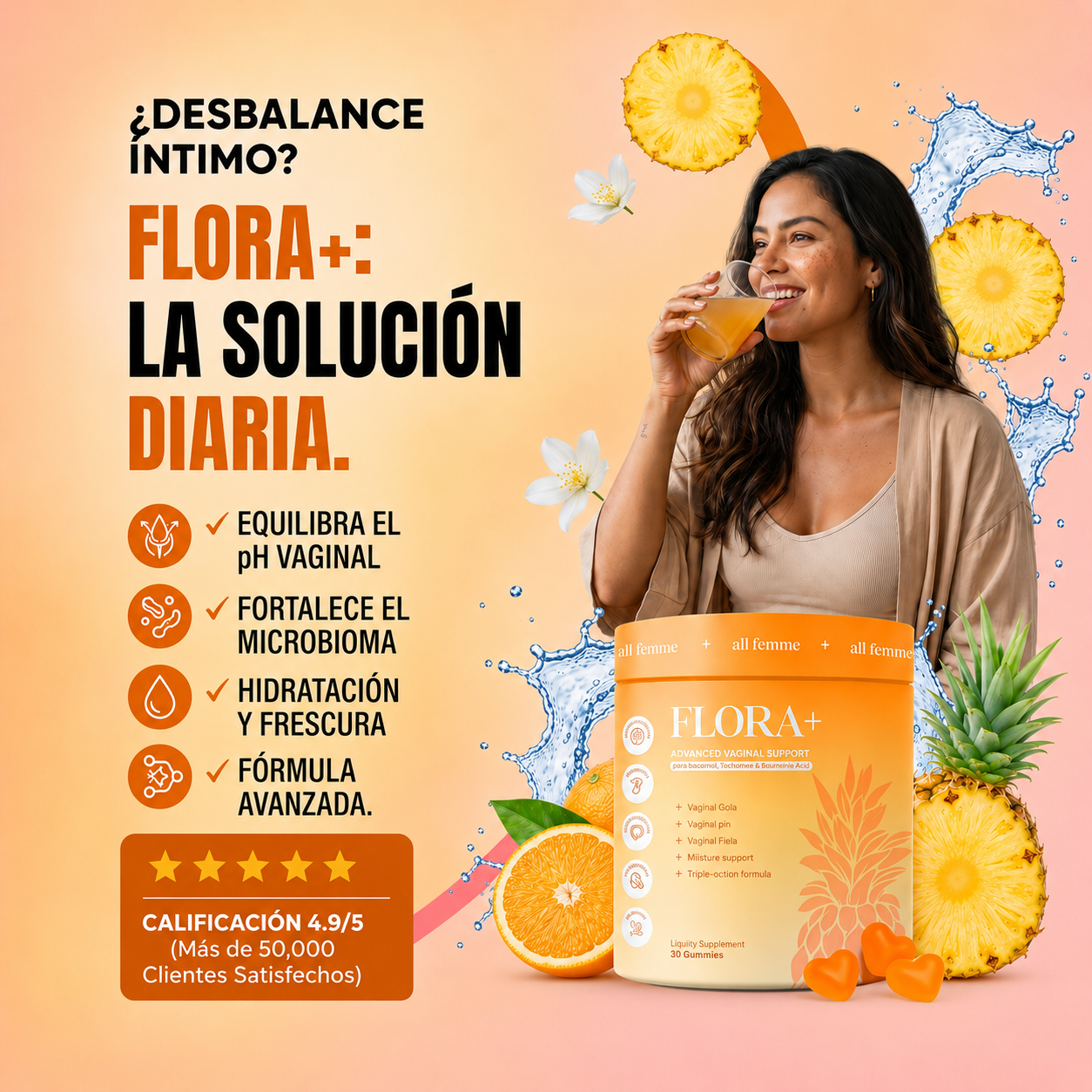 Flora+ De ALL FEMME | Equilibrio y Frescura Vaginal