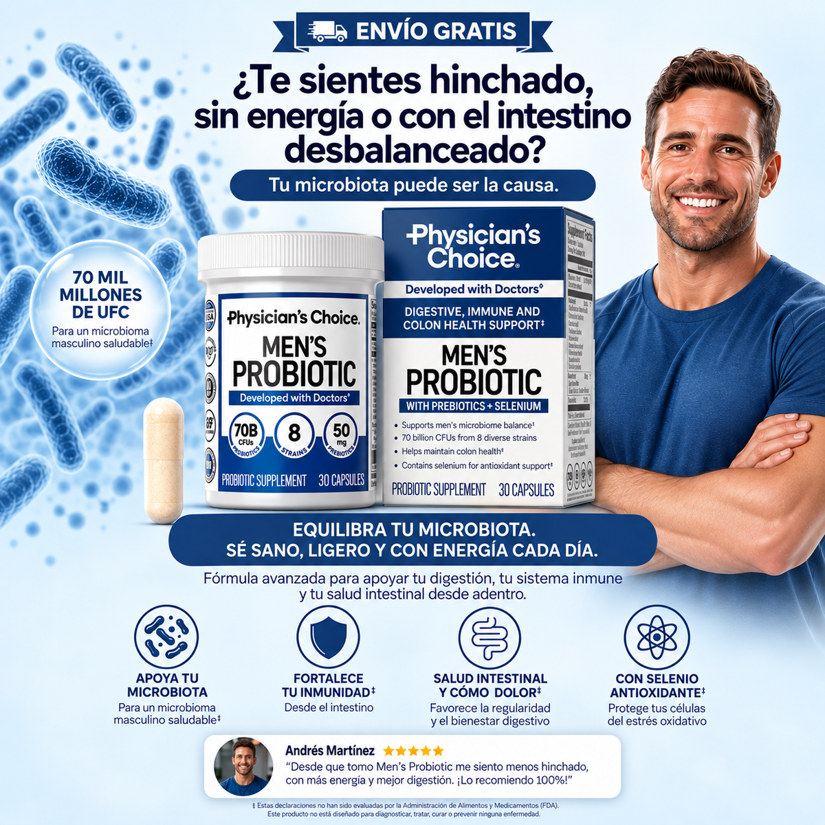 Probióticos para Hombres | Men's Probiotic 70B UFC y Selenio
