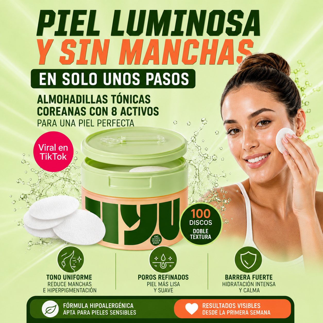 JiYu - almohadillas tónicas coreanas | Piel de Porcelana y Brillo Juvenil