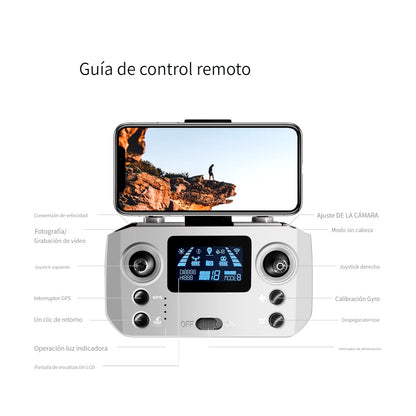 Dron Profesional Fotografía Aérea 5g 8k 2 Cámaras 2 Batería Color Gris